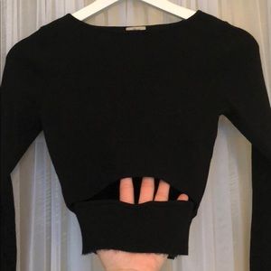 Aritzia Wilfred Cutout Long Sleeve Crop Top S